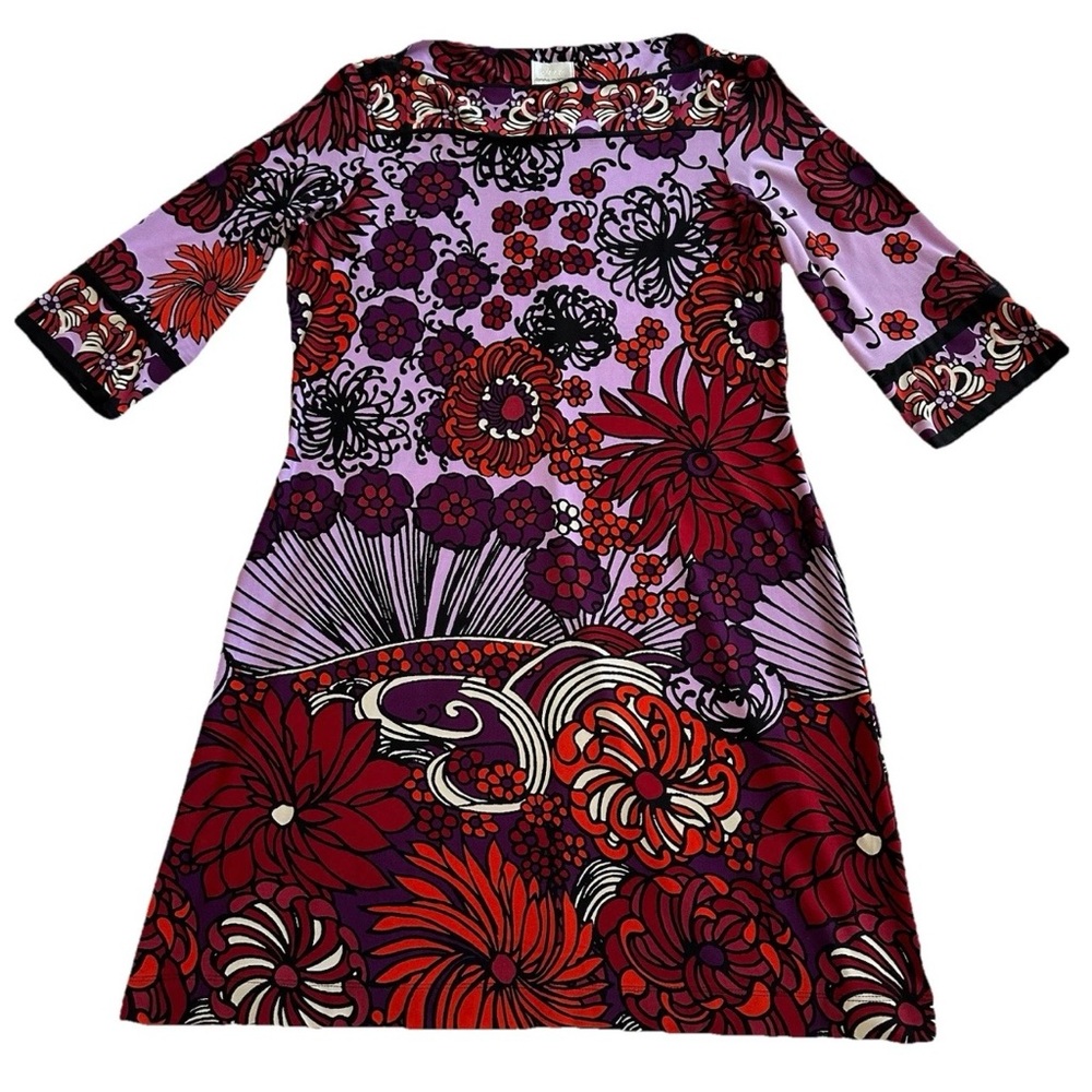 Donna Morgan Psychedelic Floral Mod Go-Go Sheath Shift Dress-Size 14 Party RHS - Picture 1 of 11